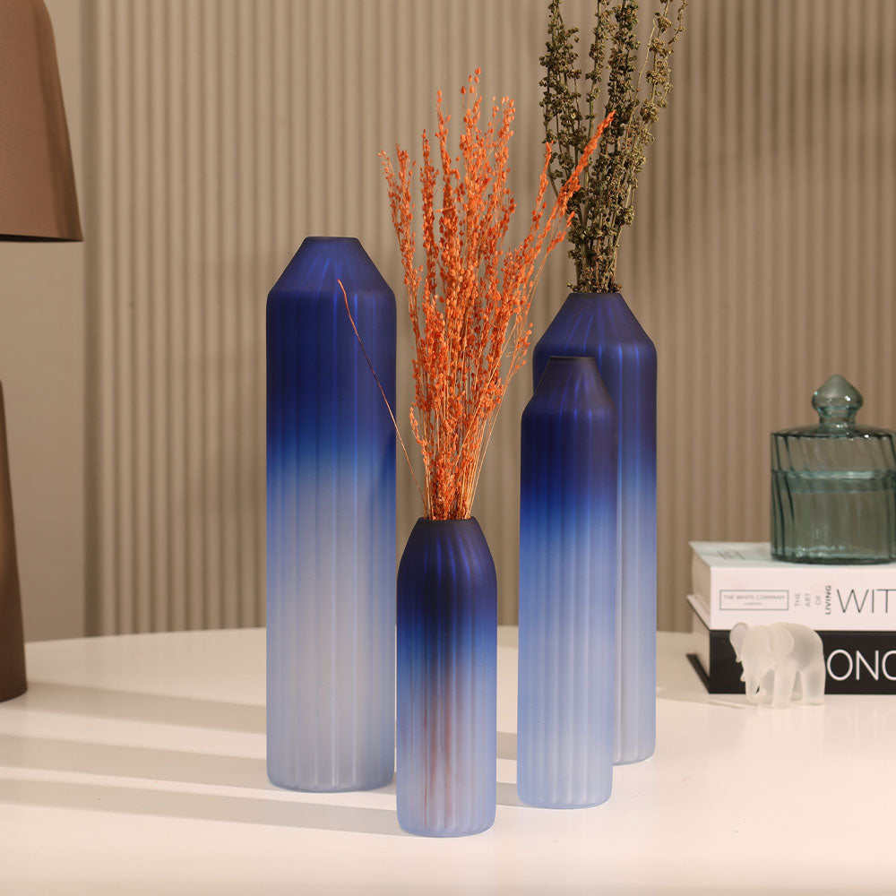 Botella Glass Vase Tall - Frosted Sapphire
