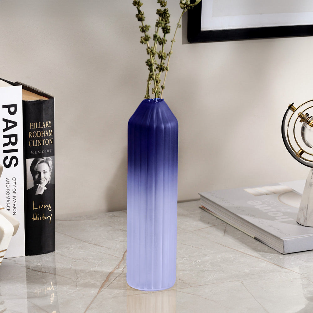 Botella Glass Vase Tall - Frosted Sapphire