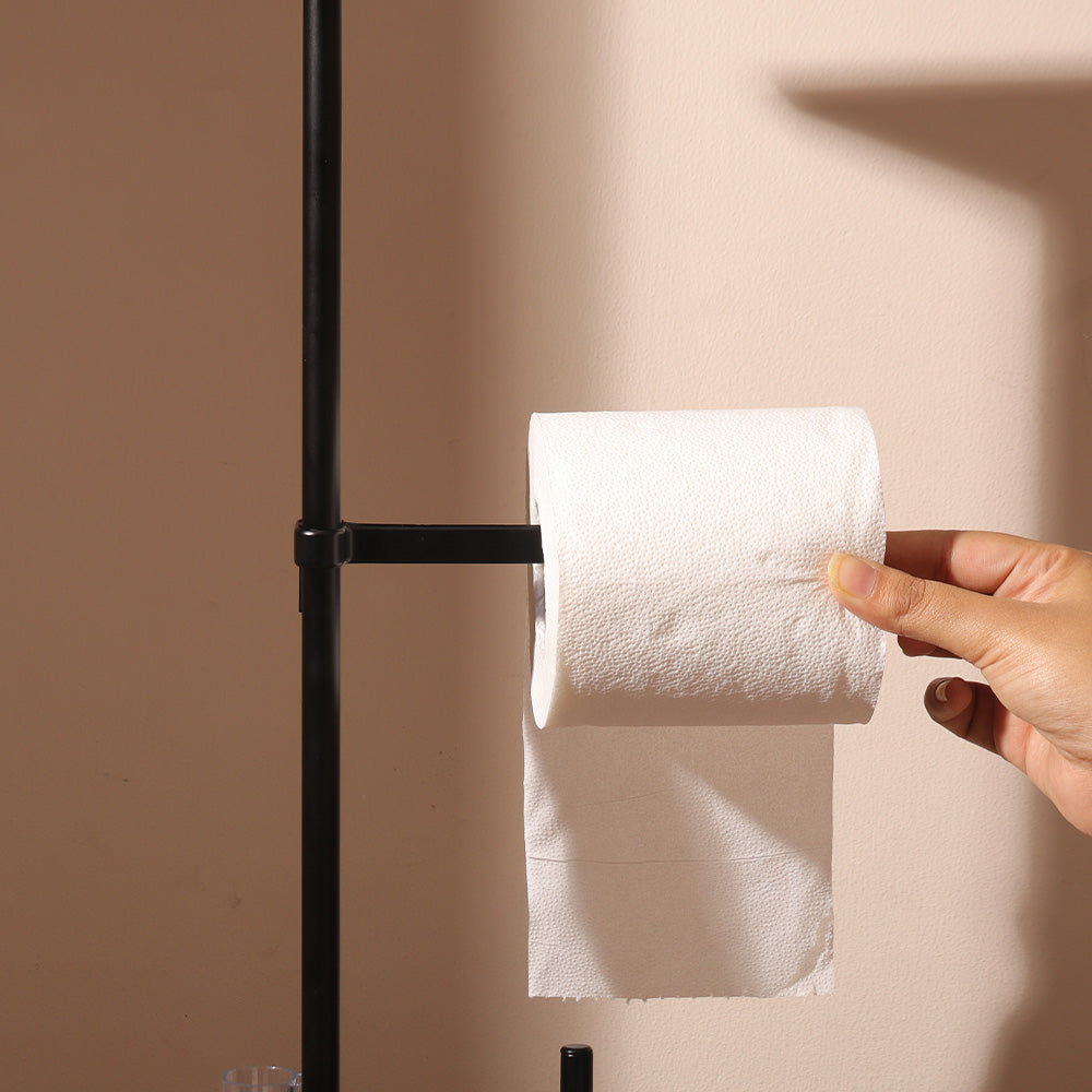 Flat Toilet Brush and Roll Holder - Matte Black