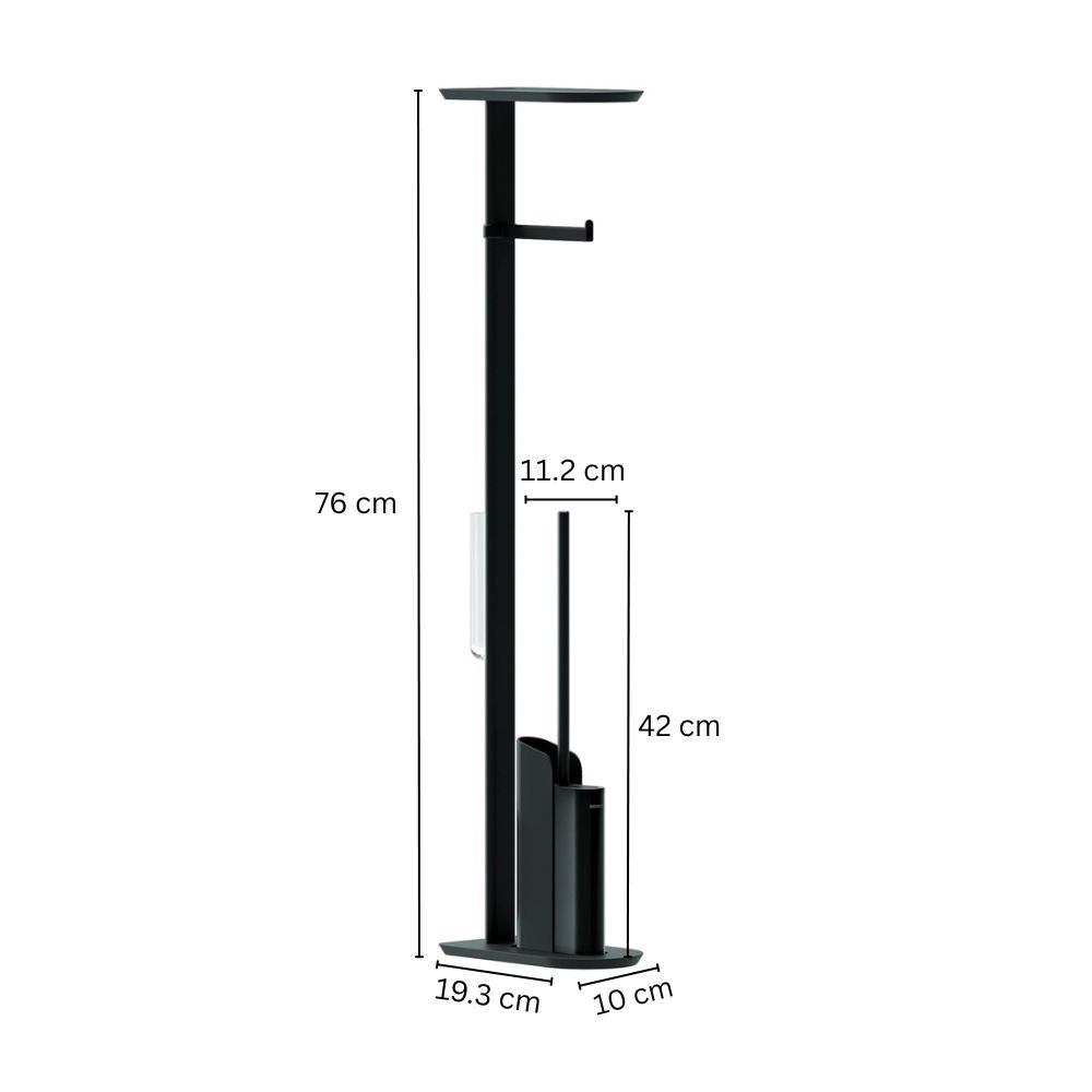 Flat Toilet Brush and Roll Holder - Matte Black