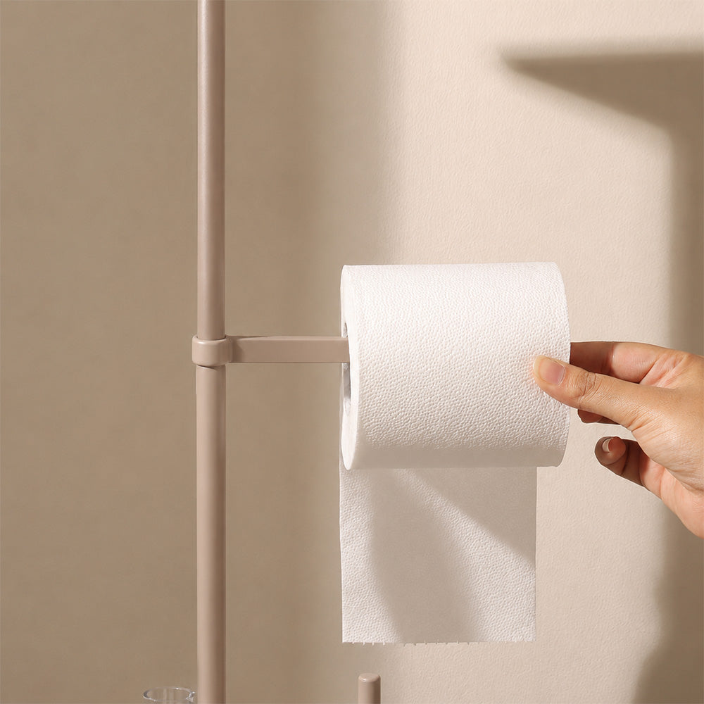 Flat Toilet Brush and Roll Holder - Sand