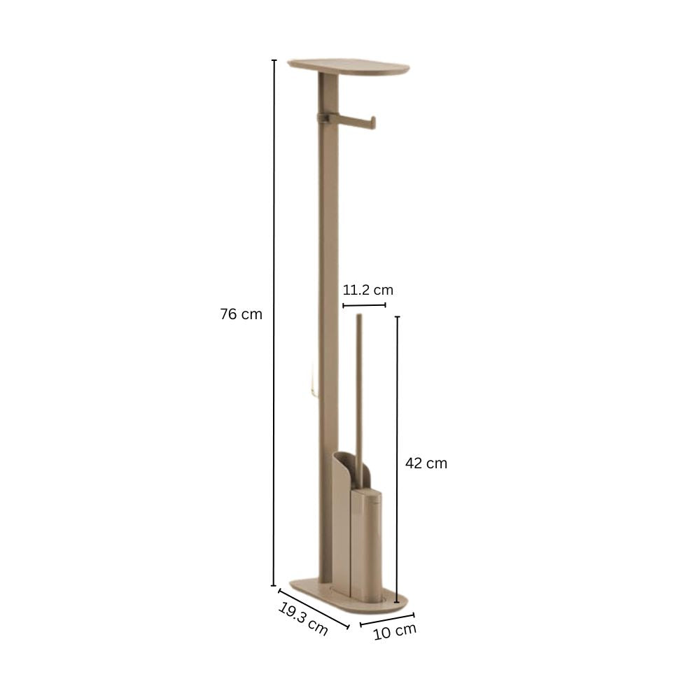 Flat Toilet Brush and Roll Holder - Sand