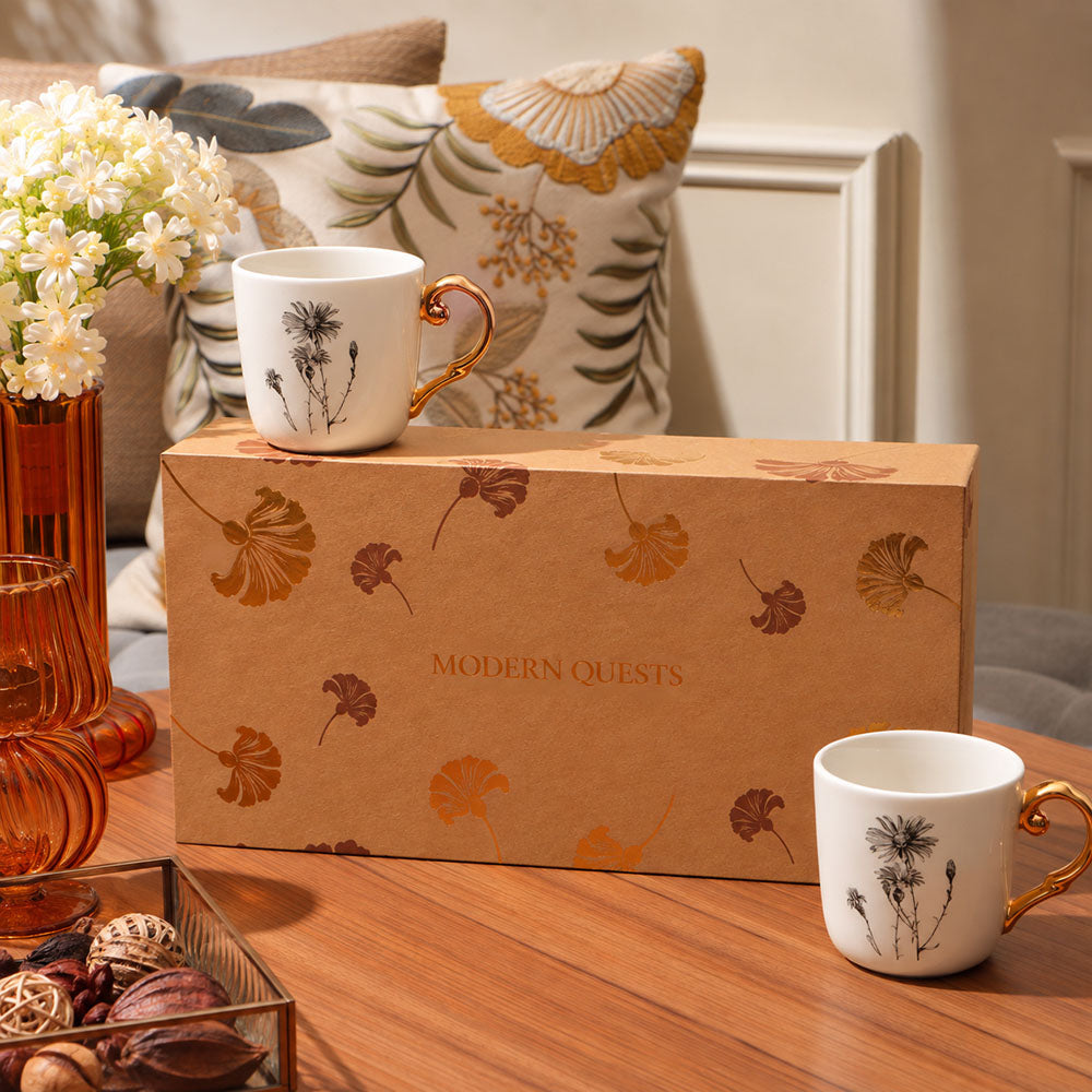 Flora Ceramic Mug 2-piece Gift Set - Daisy