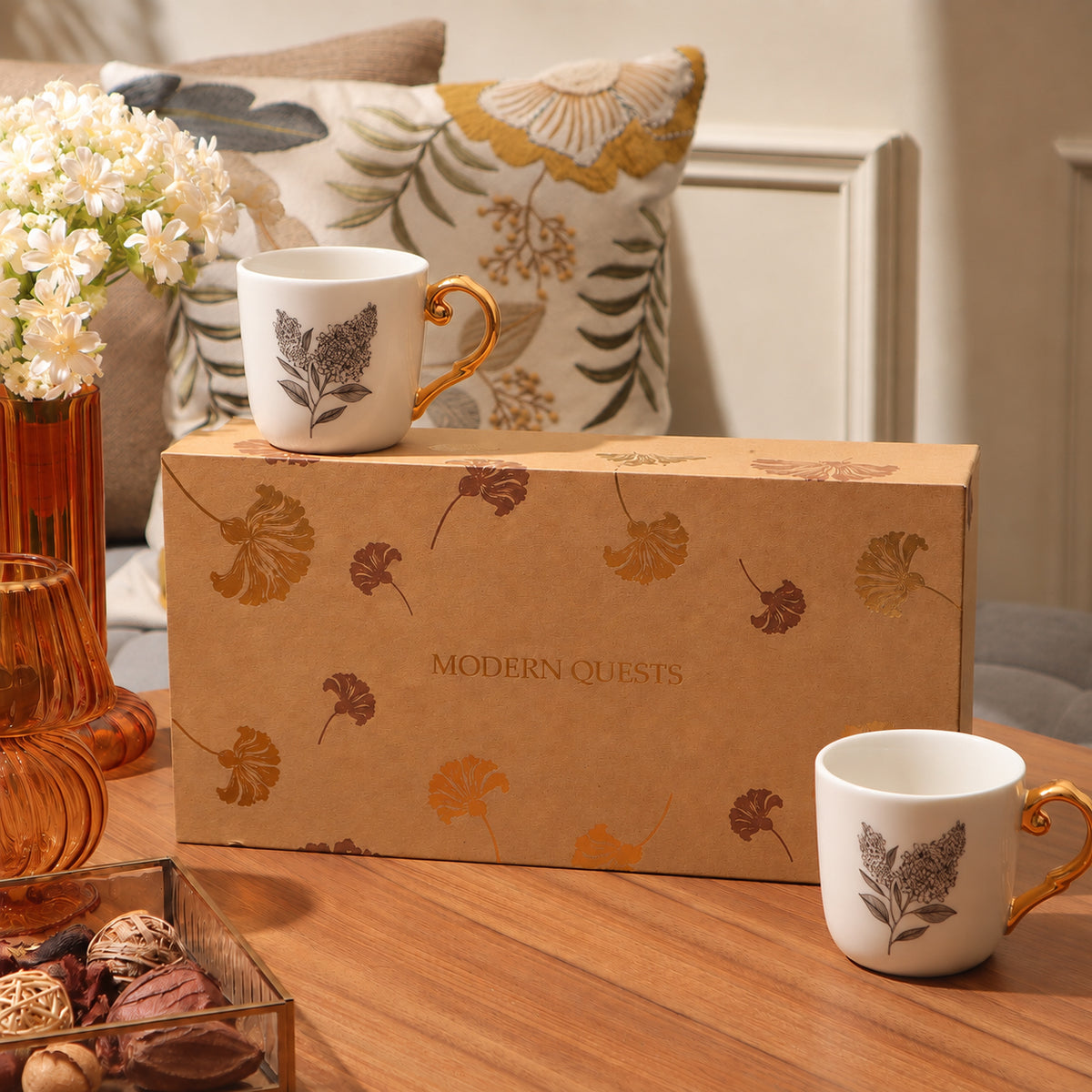 Flora Ceramic Mug 2-piece Gift Set - Lilac