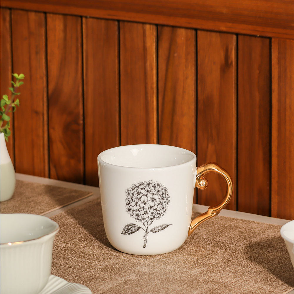 Flora Ceramic Mug White - Hydrangea