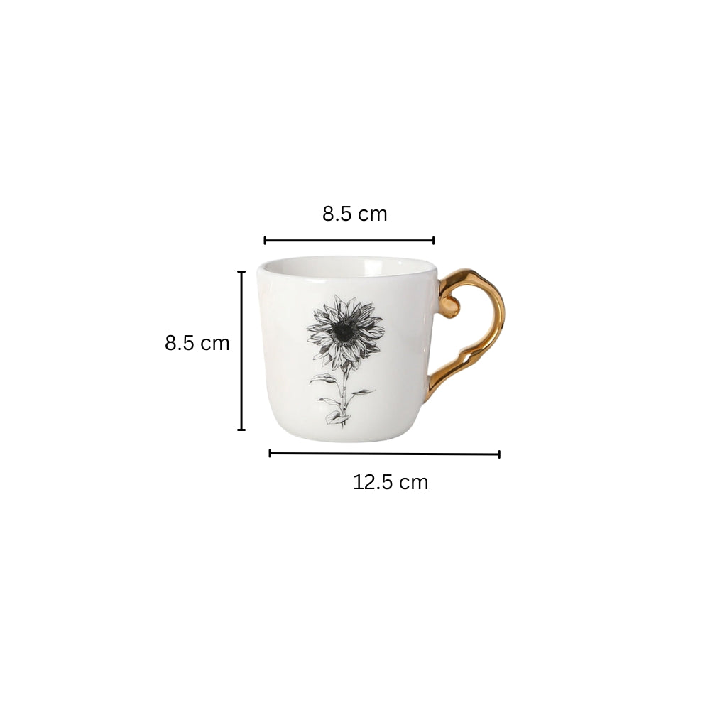Flora Ceramic Mug White - Sunflower