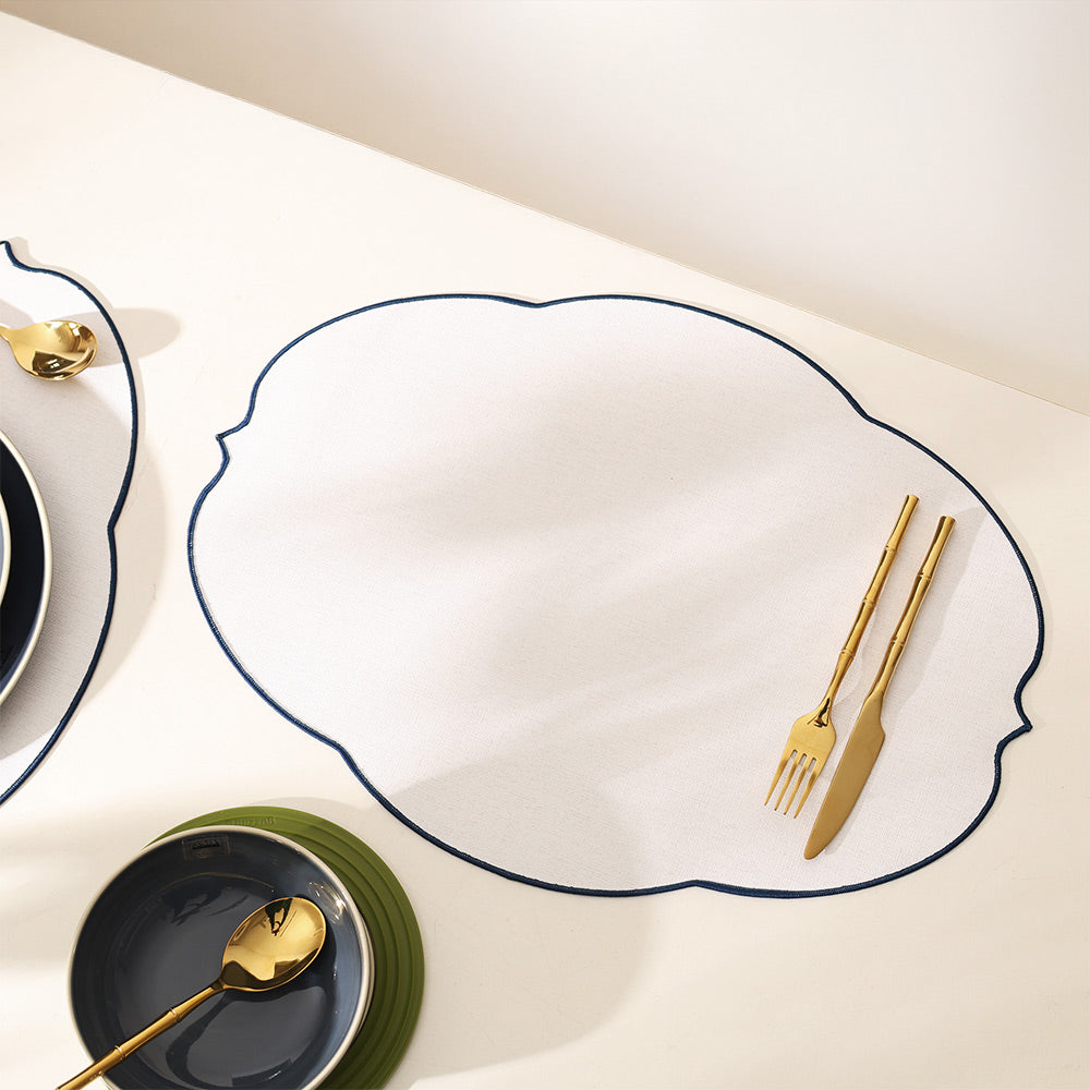 Floral Reversible Mats, Set of 6 - White