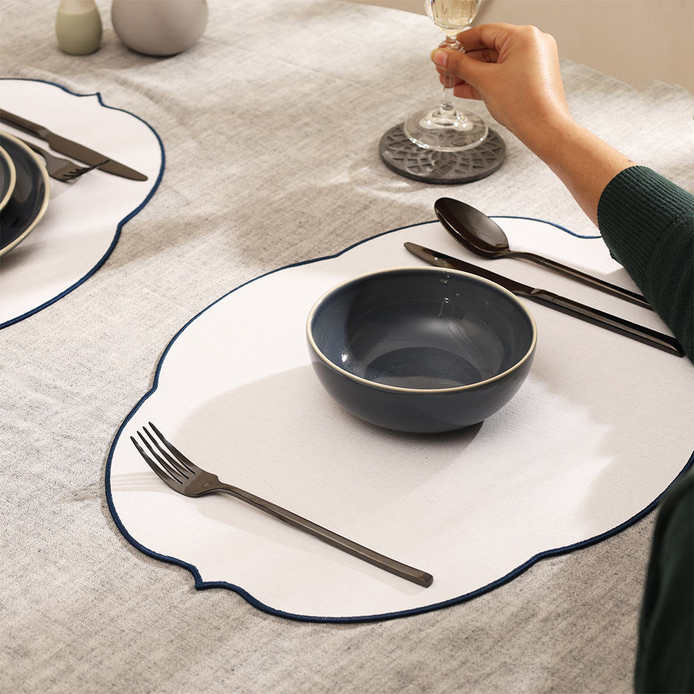 Floral Reversible Mats, Set of 6 - White