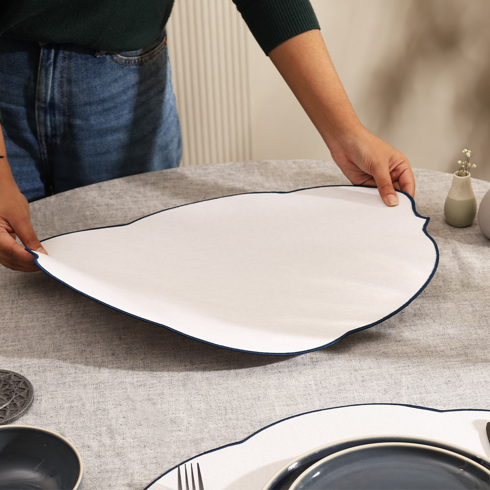 Floral Reversible Mats, Set of 6 - White