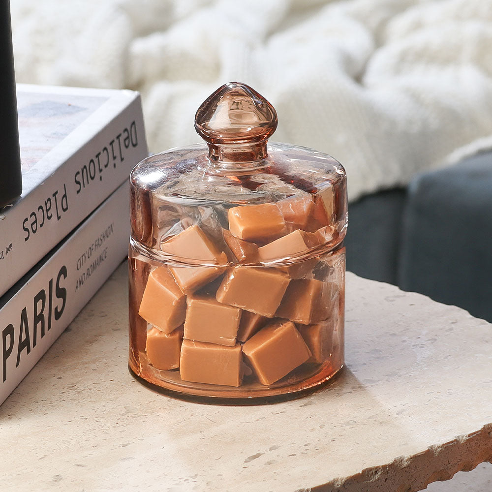 Fluted Glass Storage Jar - Mocha