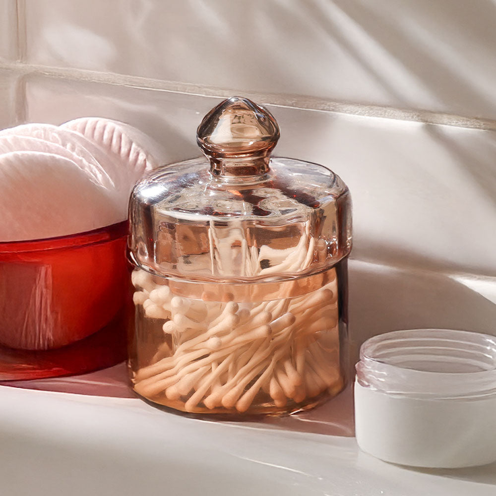 Fluted Glass Storage Jar - Mocha