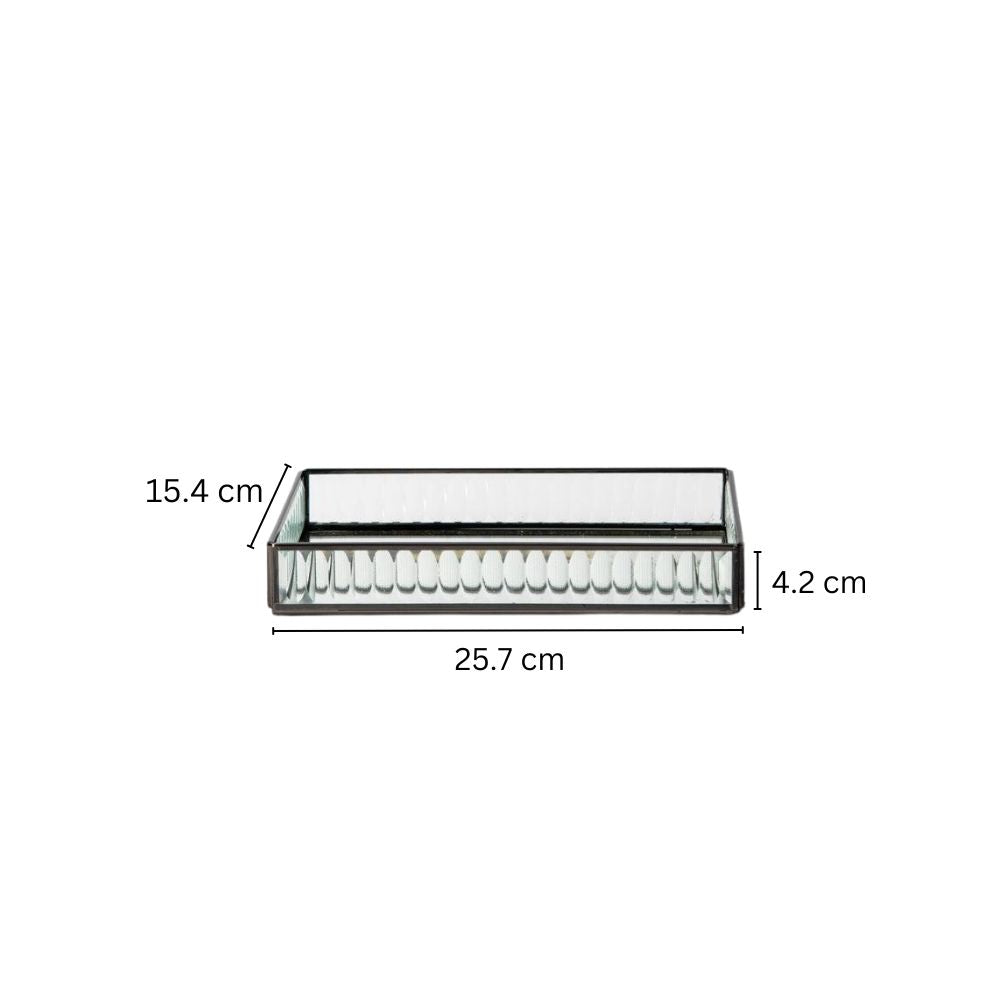 Fluted Glass Tray Medium - Gunmetal