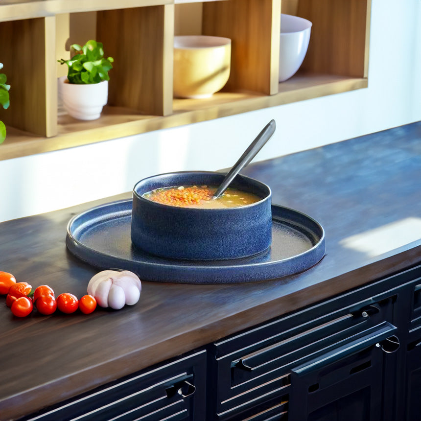 Form' Art Dinner Plate - Carbon Blue