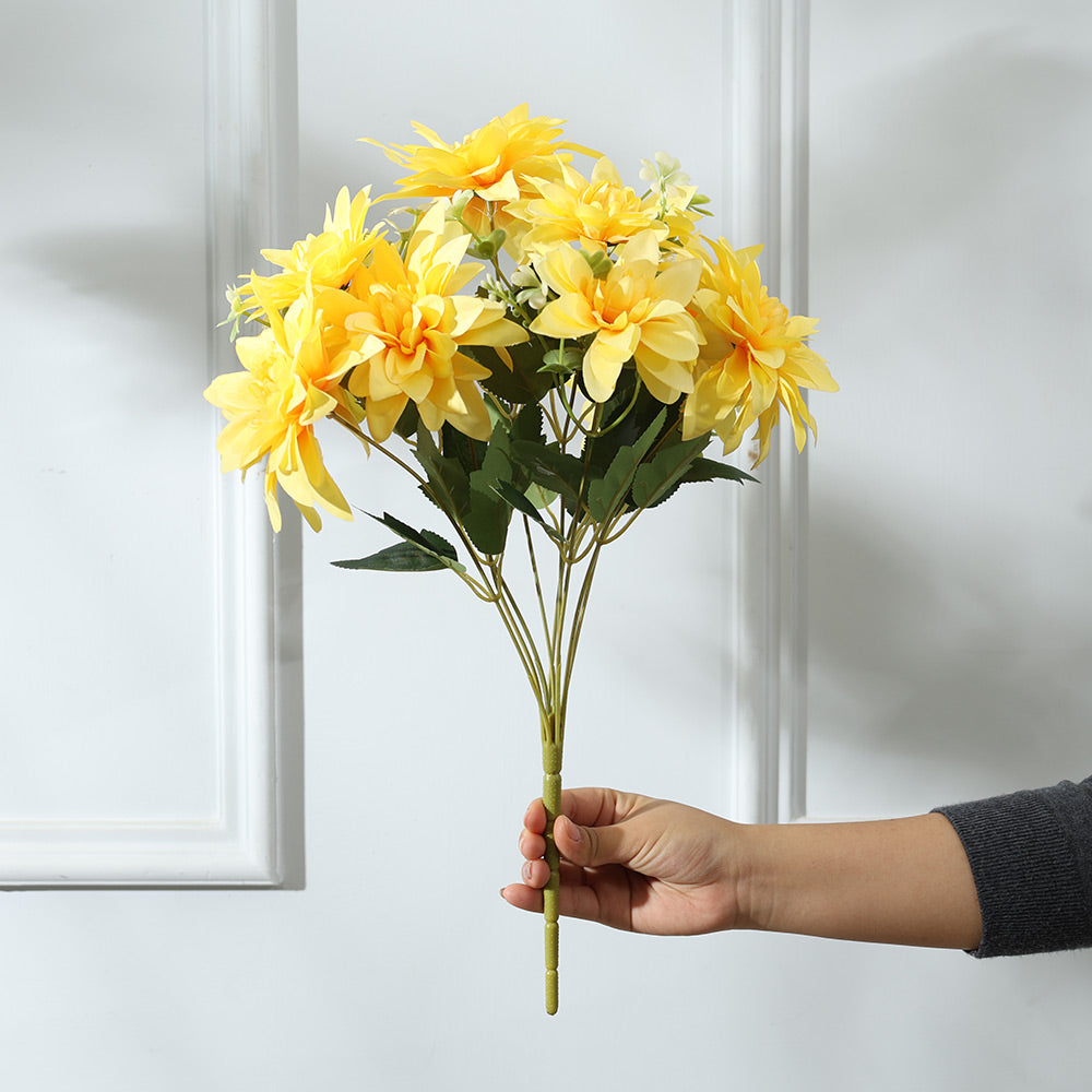 Formal Dahlias Faux Stem - Yellow