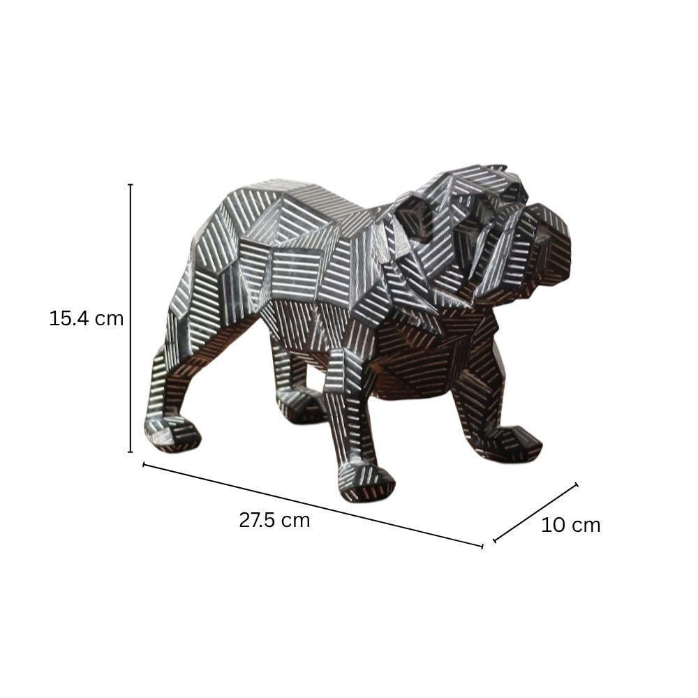 Fractal Lines Bulldog Sculpture - Black & White
