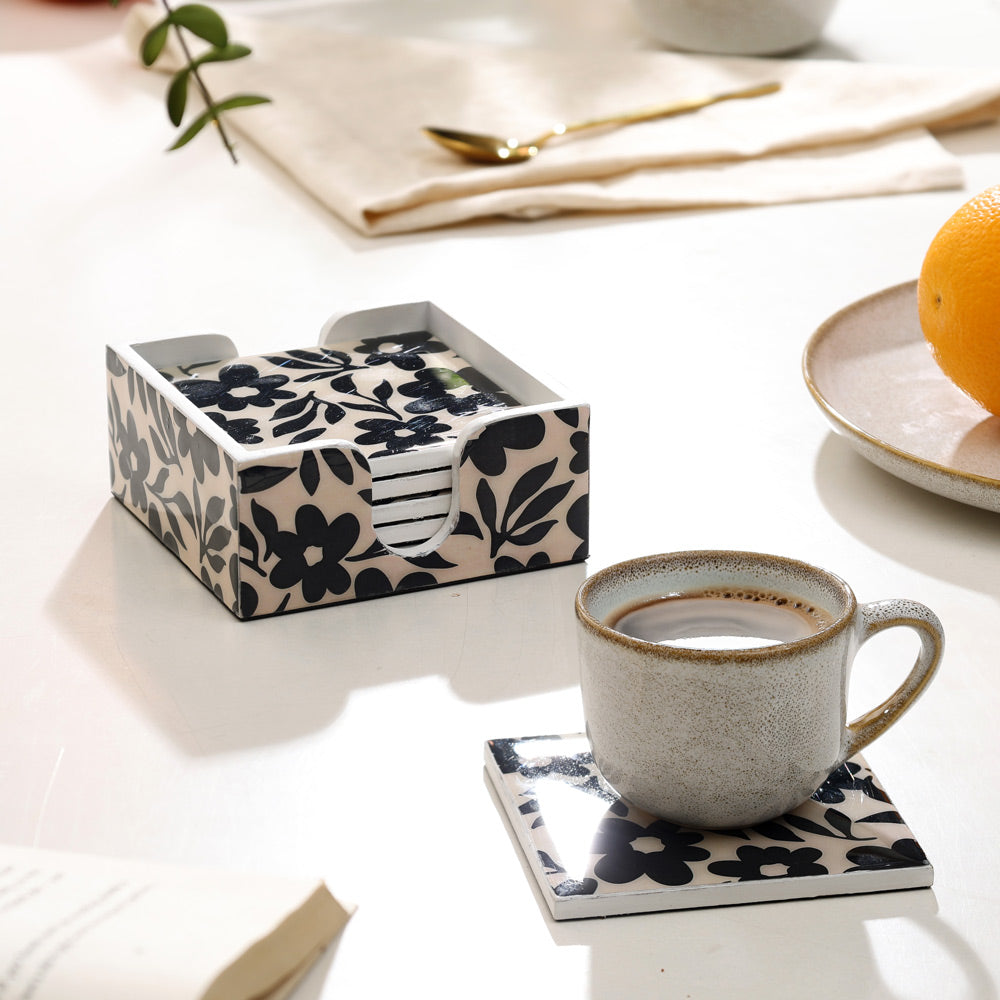 Francis Coasters, Set of 6 - Monochrome