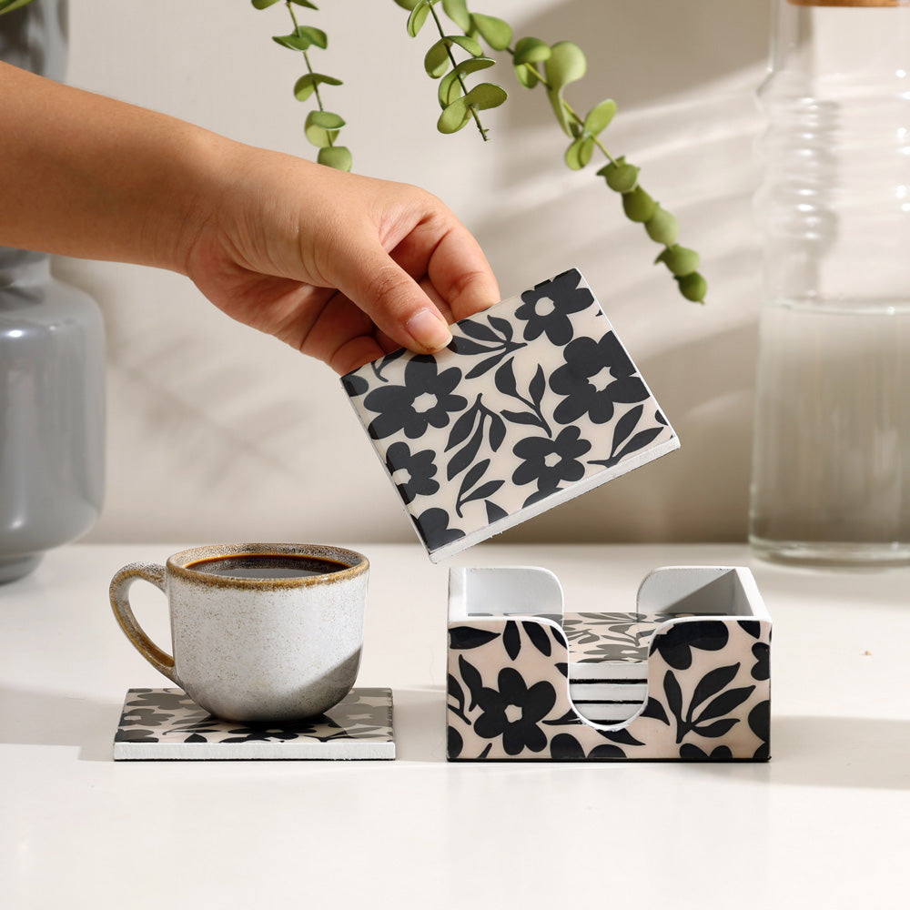 Francis Coasters, Set of 6 - Monochrome