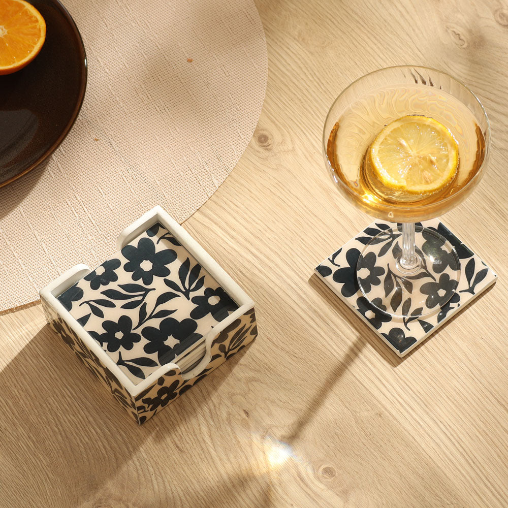 Francis Coasters, Set of 6 - Monochrome