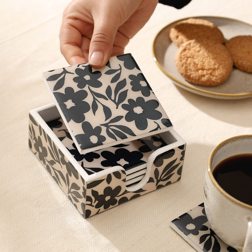 Francis Coasters, Set of 6 - Monochrome