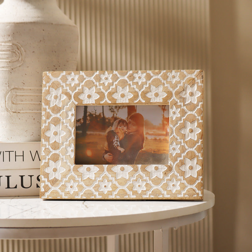 Frangipani Wooden Photo Frame Medium - Birch