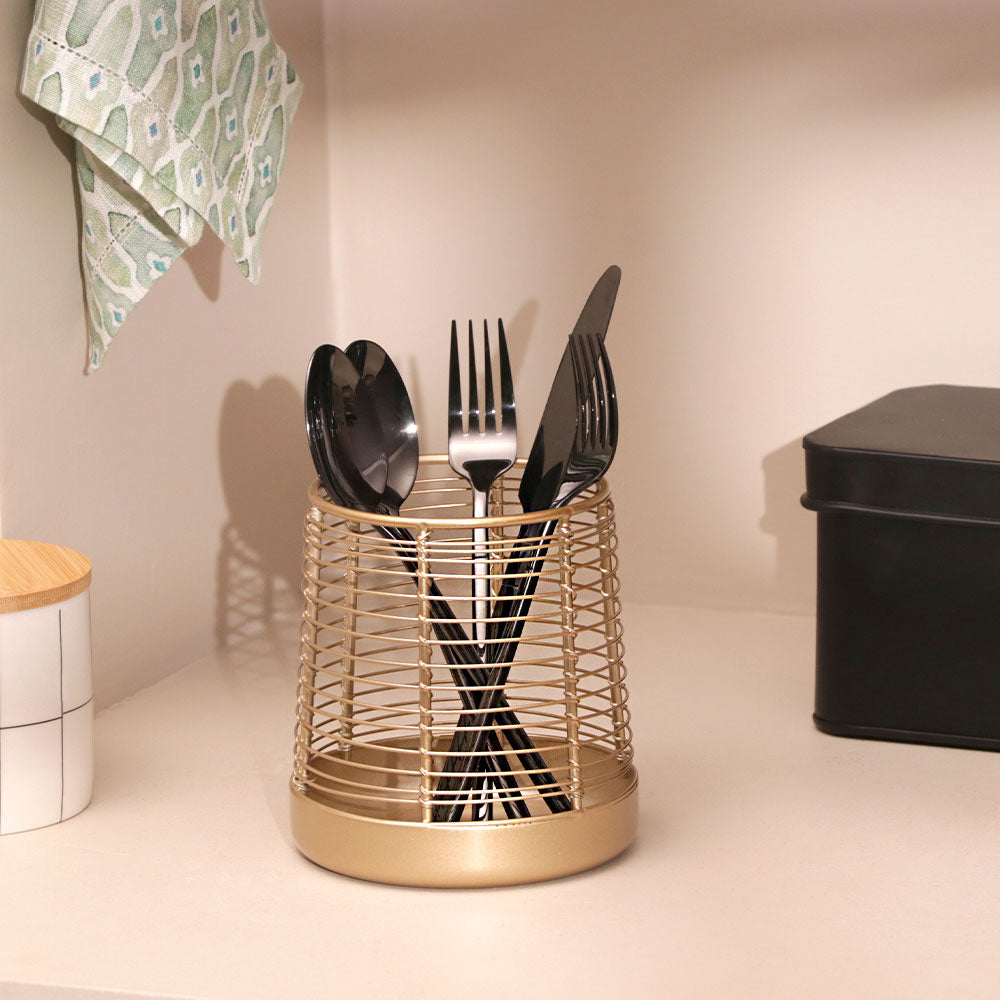 Fray Round Metal Organiser - Gold