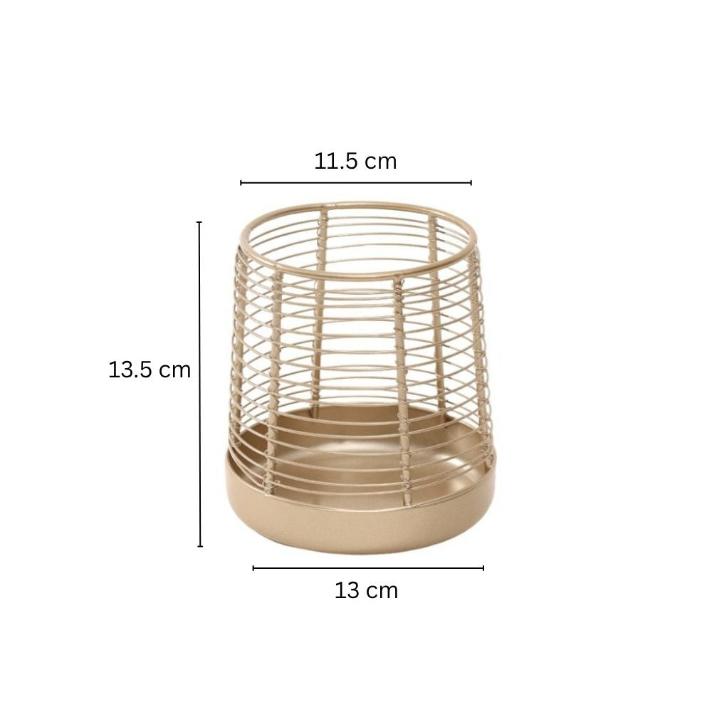 Fray Round Metal Organiser - Gold