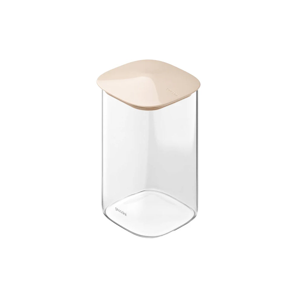Fresh & Style Square Glass Storage Box 1400ml - Beige