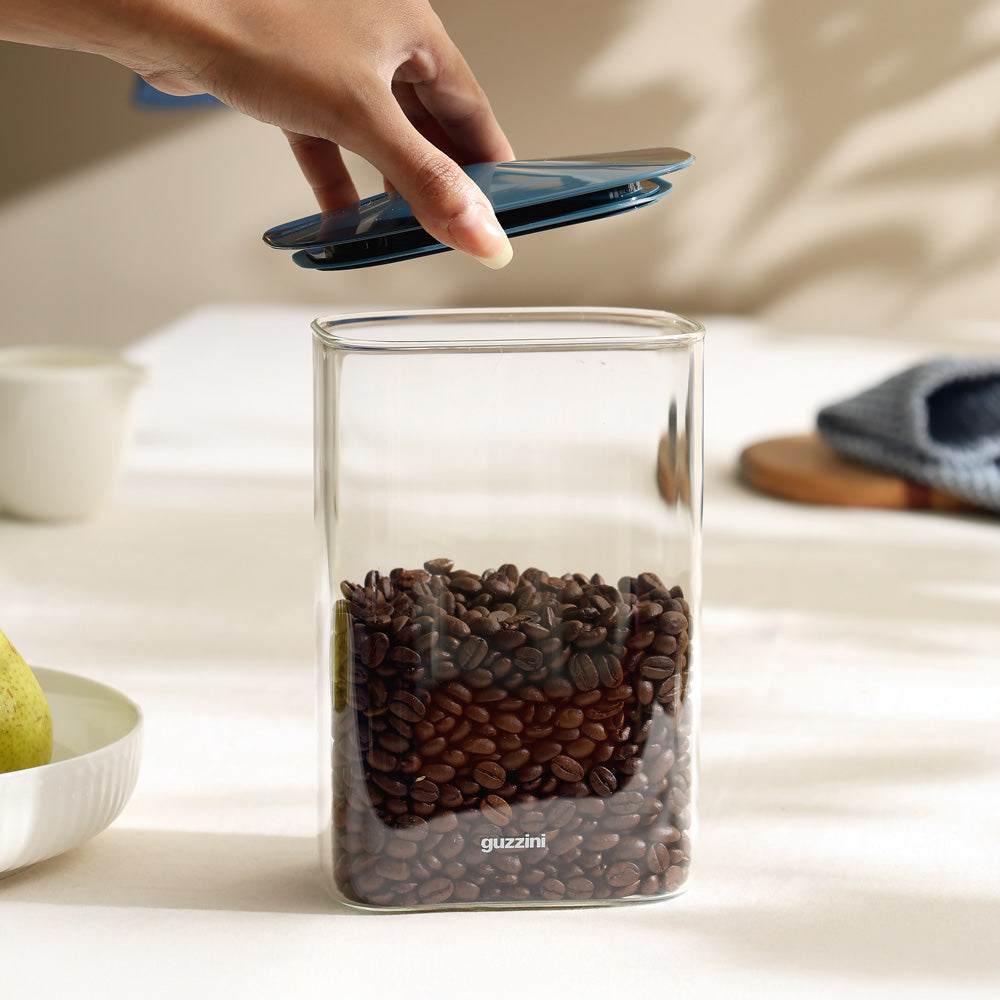 Fresh & Style Rectangular Glass Storage Box 1300ml - Blue