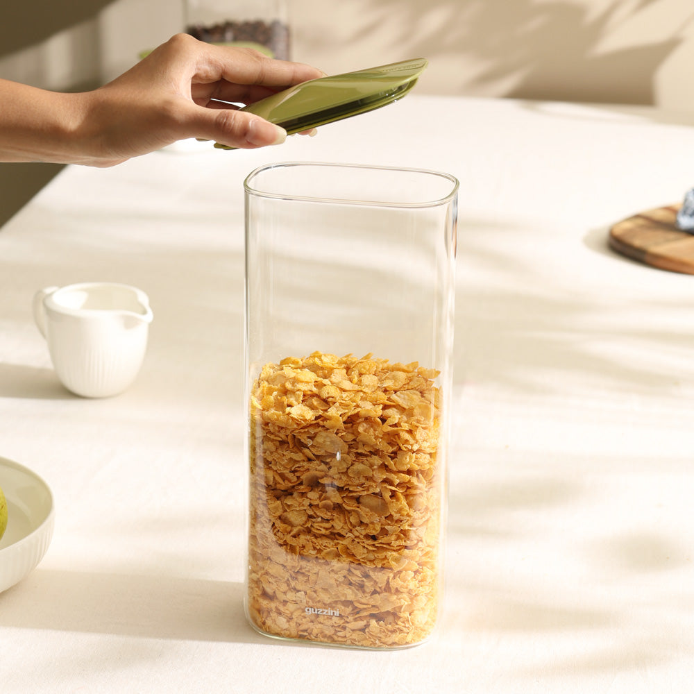 Fresh & Style Rectangular Glass Storage Box 2100ml - Green
