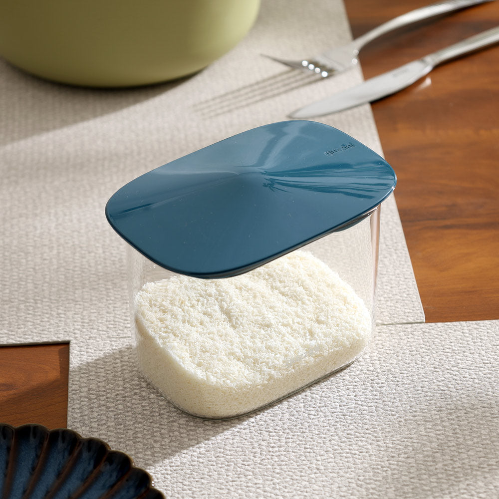 Fresh & Style Rectangular Glass Storage Box 600ml - Blue