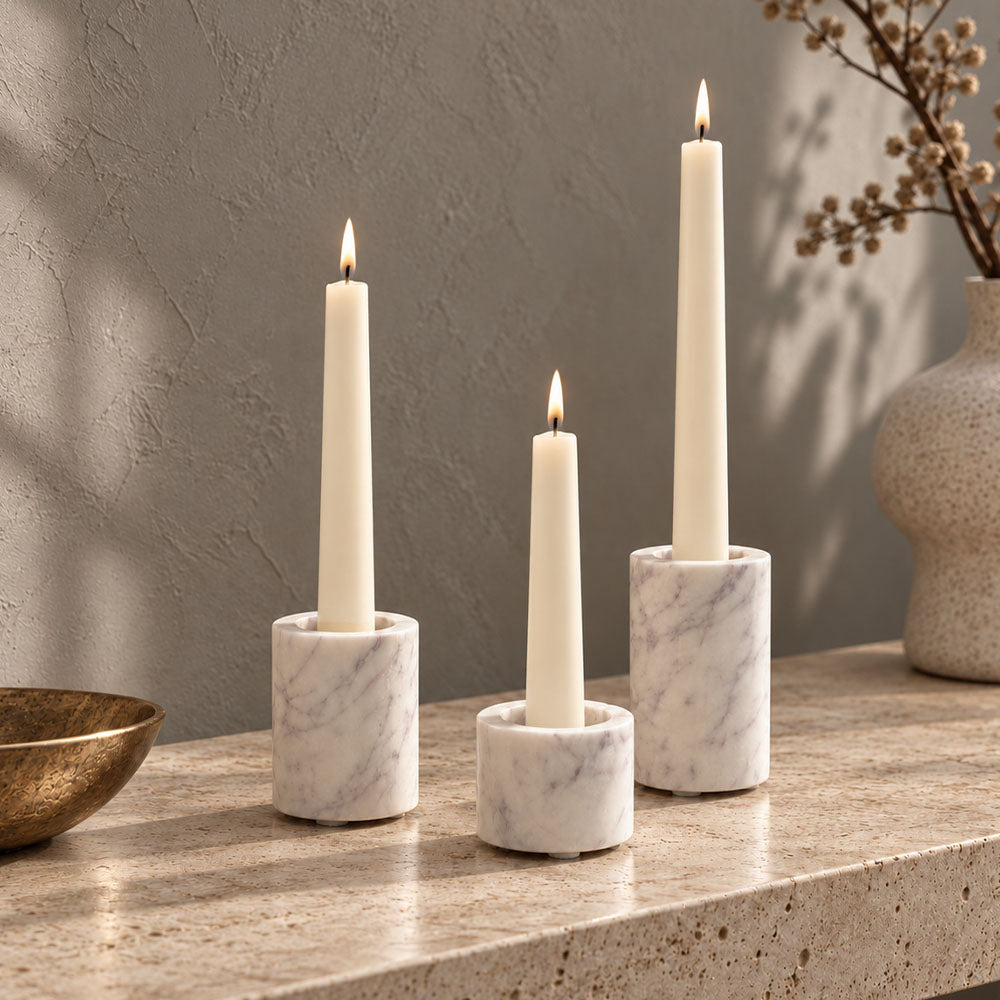 Frosa Marble Candle Holder Mini - Cloudy White