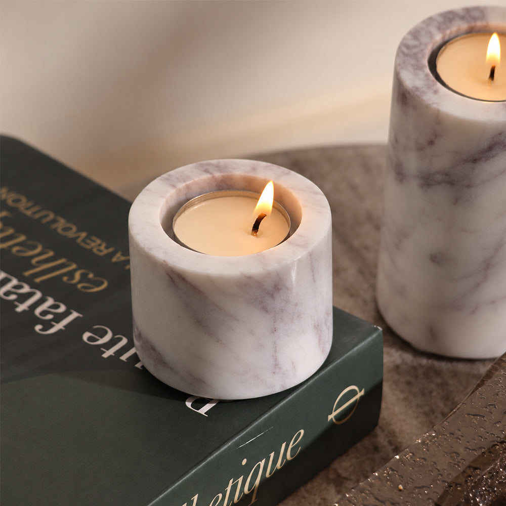 Frosa Marble Candle Holder Mini - Cloudy White