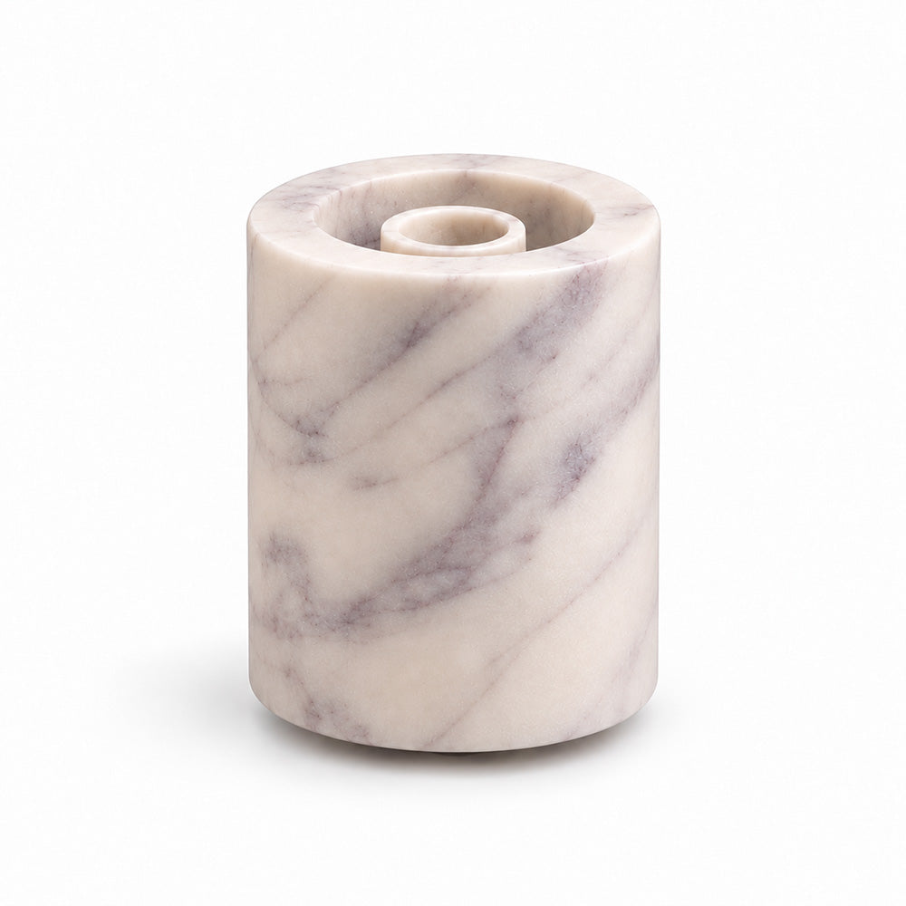 Frosa Marble Candle Holder Small - Cloudy White