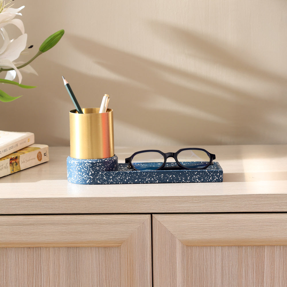 Fuse Speckled Desk Organiser - Blue Gold