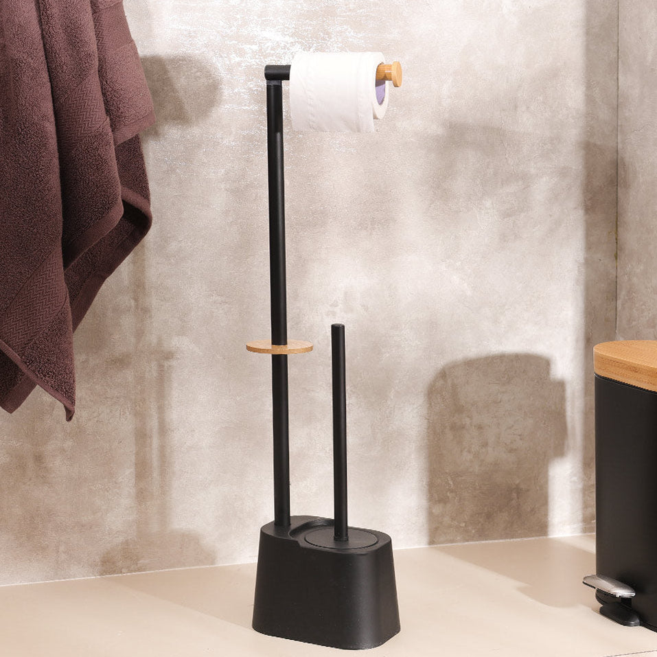 Fusion Toilet Brush and Roll Holder - Black Natural
