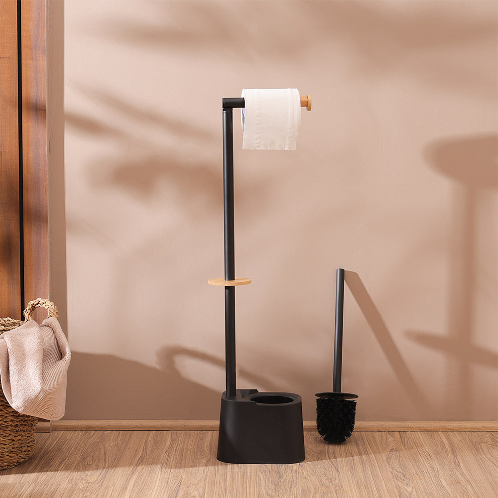 Fusion Toilet Brush and Roll Holder - Black Natural