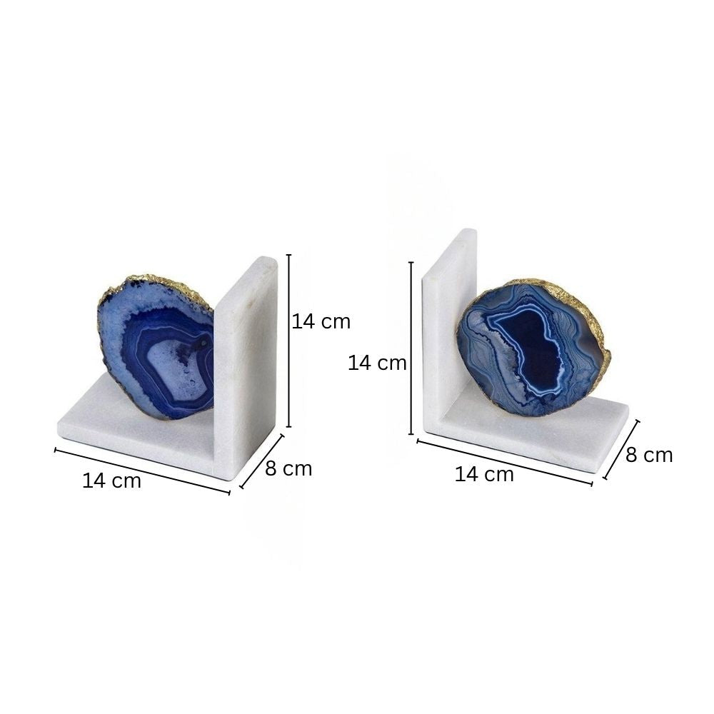 Geode Bookends with Marble Base, Set of 2