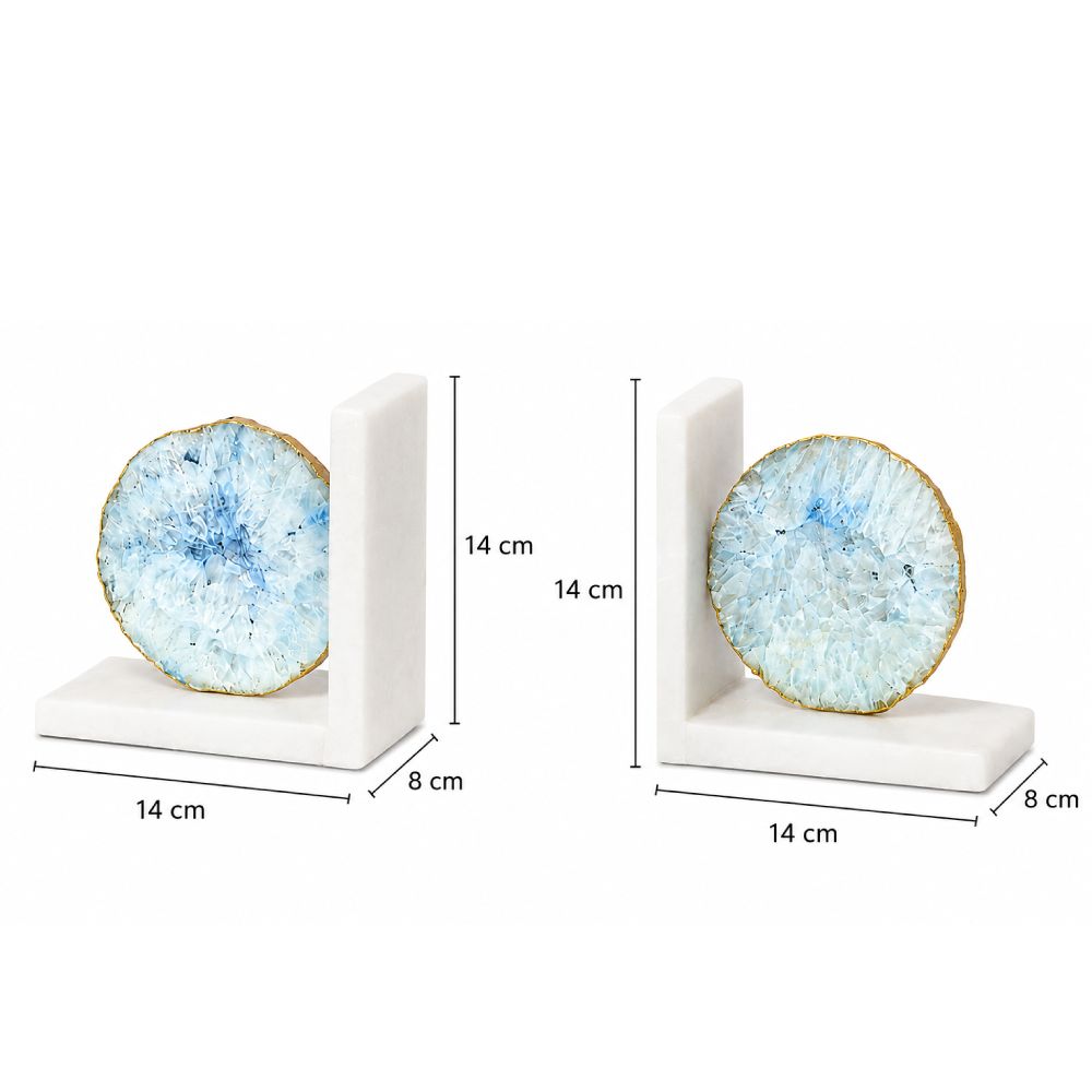 Geode Bookends with Marble Base, Set of 2