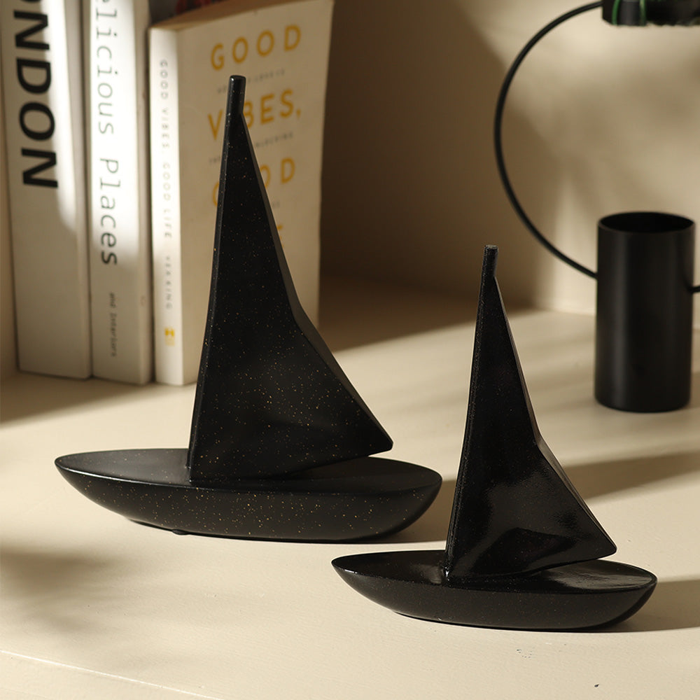 Geometric Sailboat Sculpture Medium - Black
