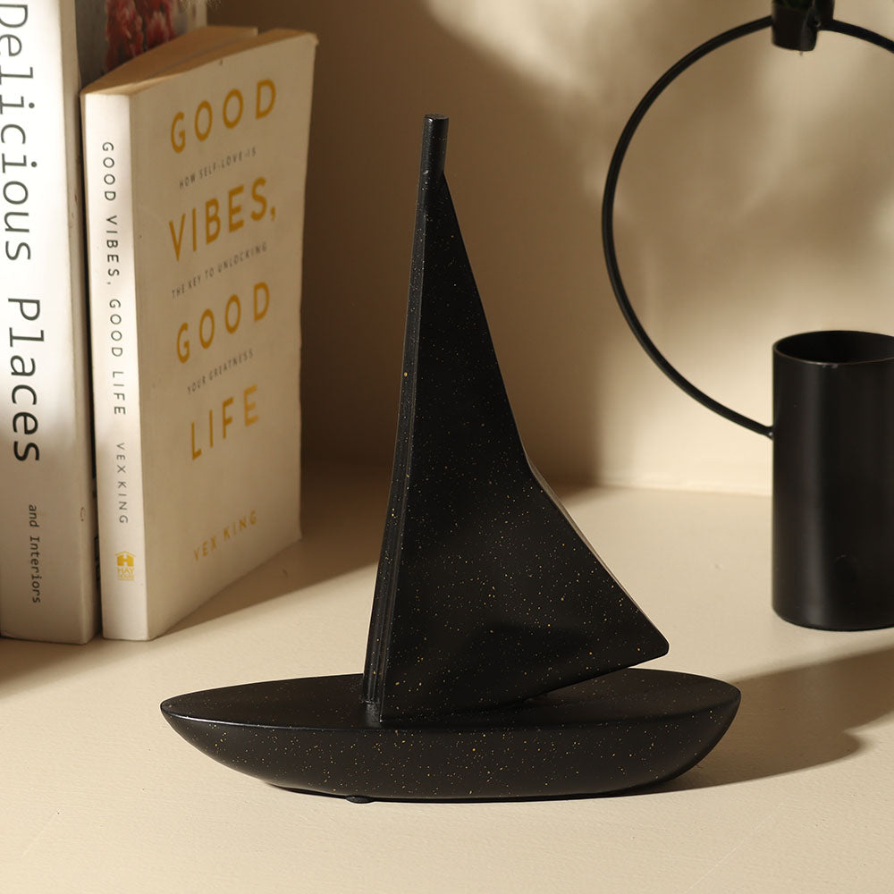 Geometric Sailboat Sculpture Medium - Black