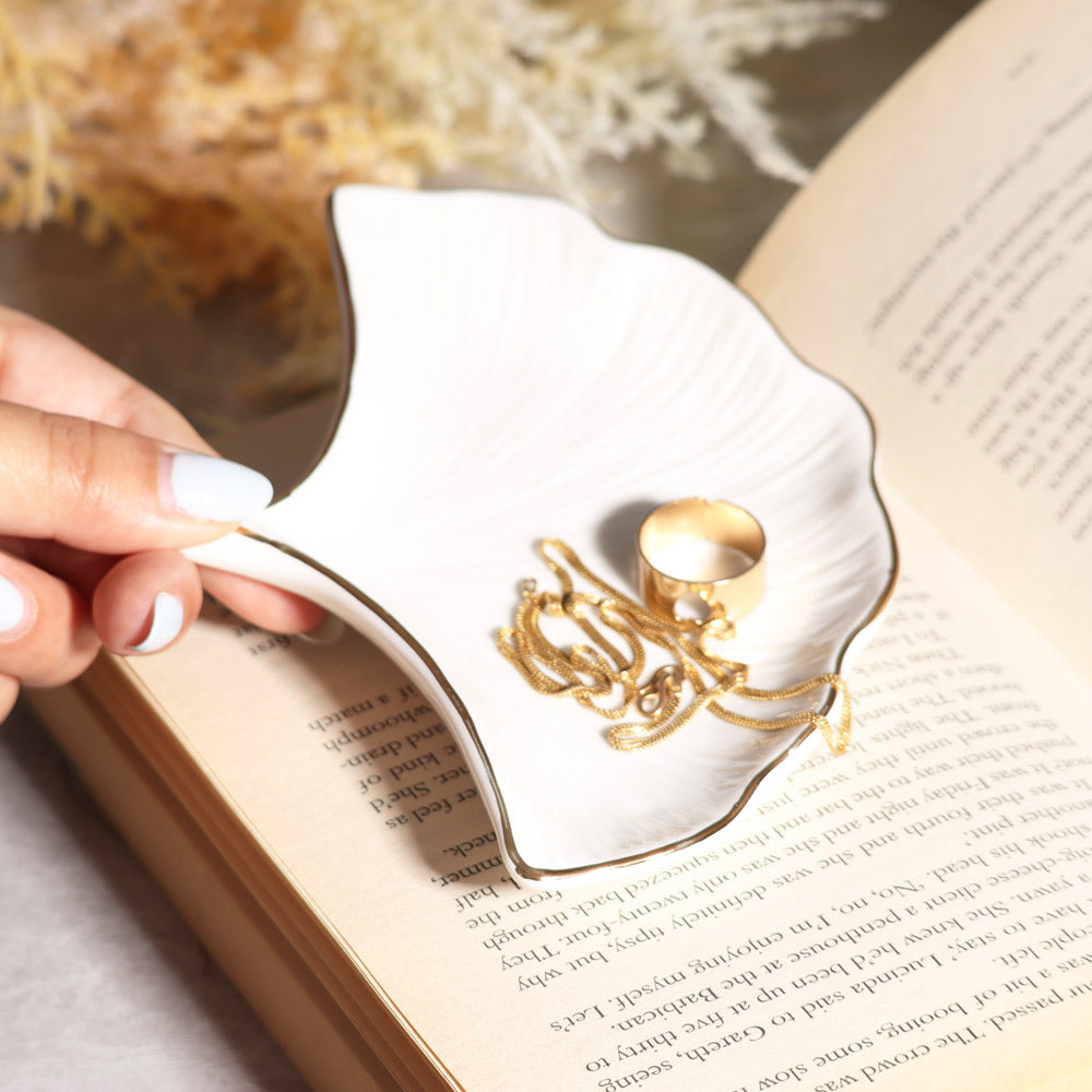 Gingko Trinket Dish - Ivory