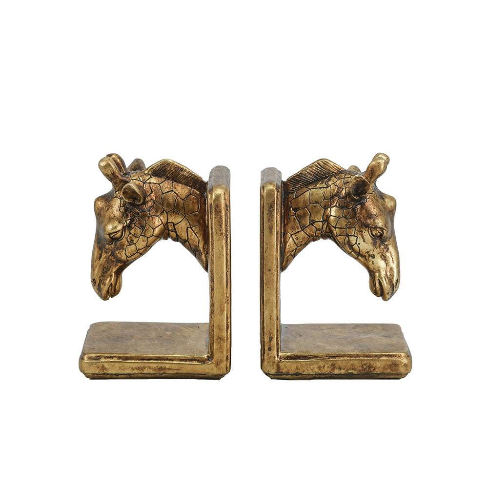 Giraffe Bookends, Set of 2 - Vintage Gold