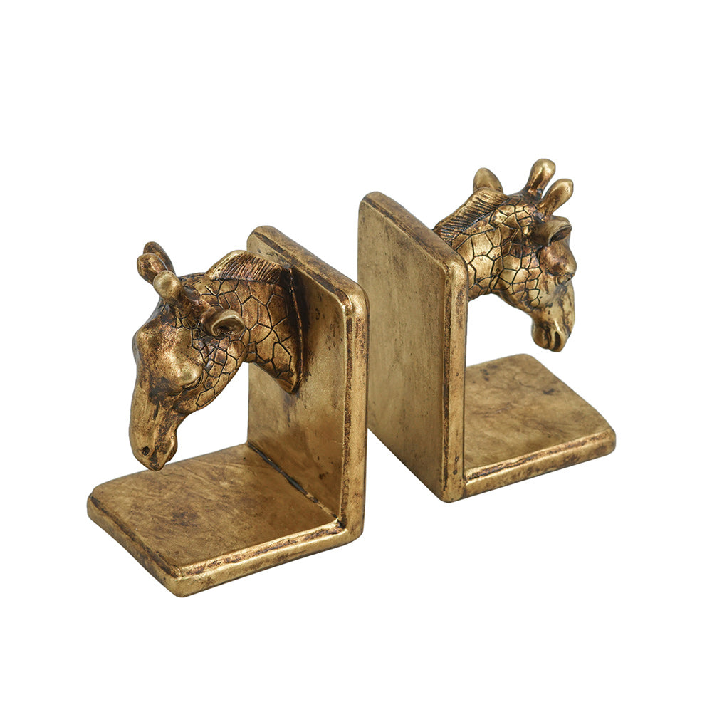 Giraffe Bookends, Set of 2 - Vintage Gold
