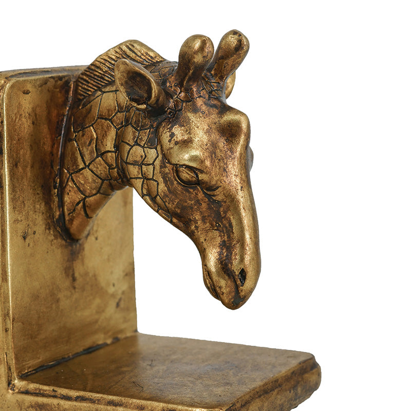 Giraffe Bookends, Set of 2 - Vintage Gold