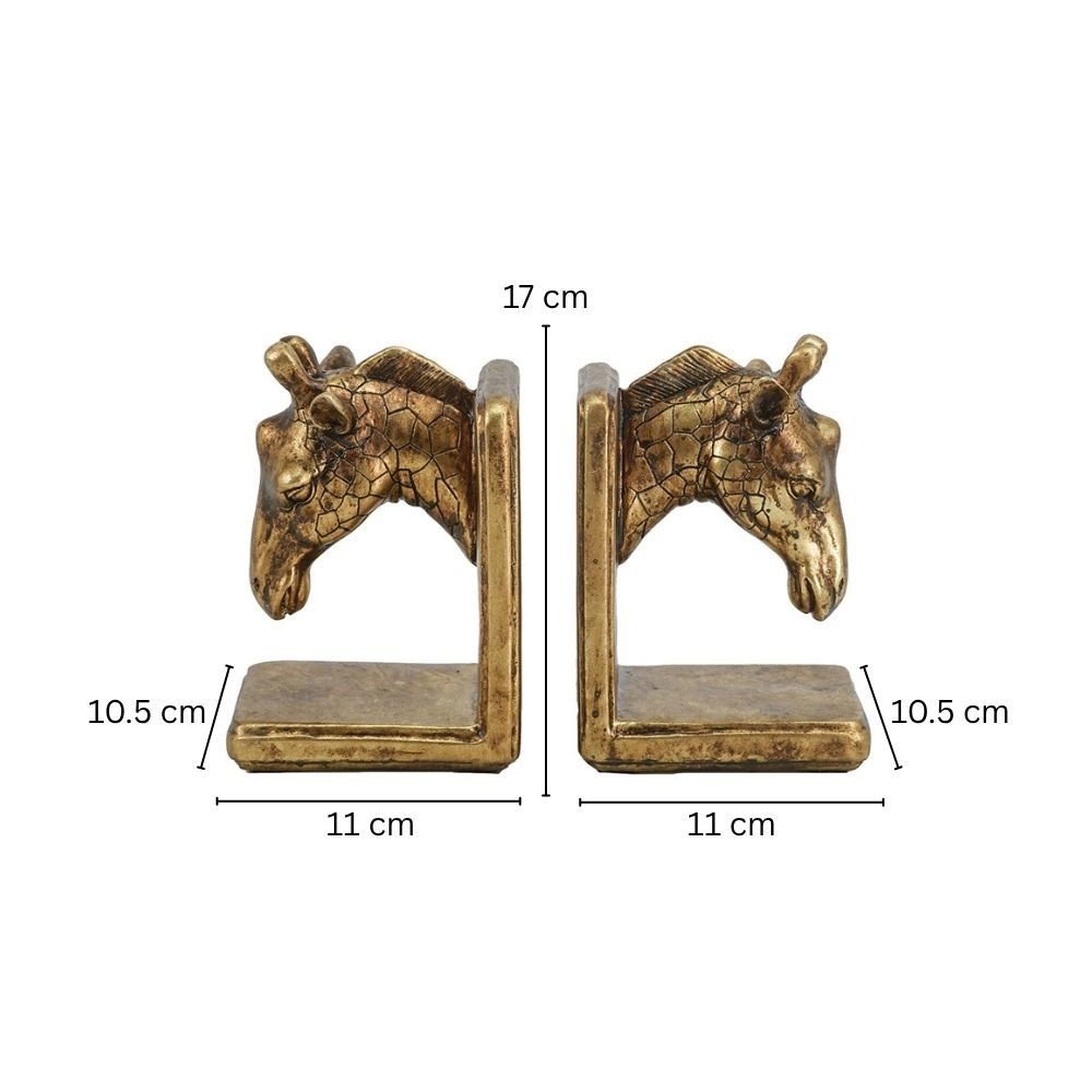 Giraffe Bookends, Set of 2 - Vintage Gold
