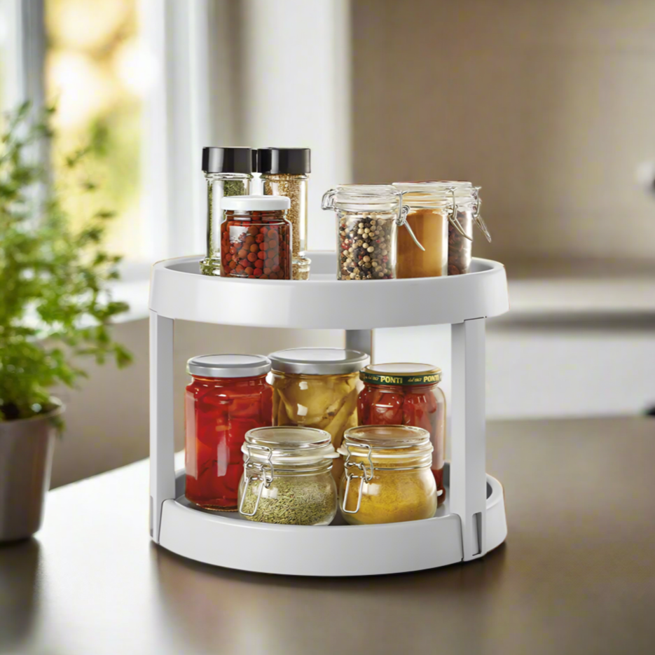 Two tier rotating spice rack hotsell