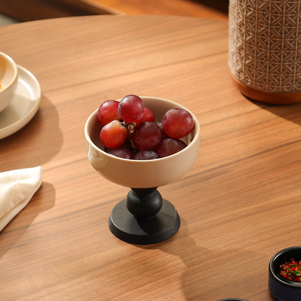 Glace Ceramic Dessert Bowl - Beige Black