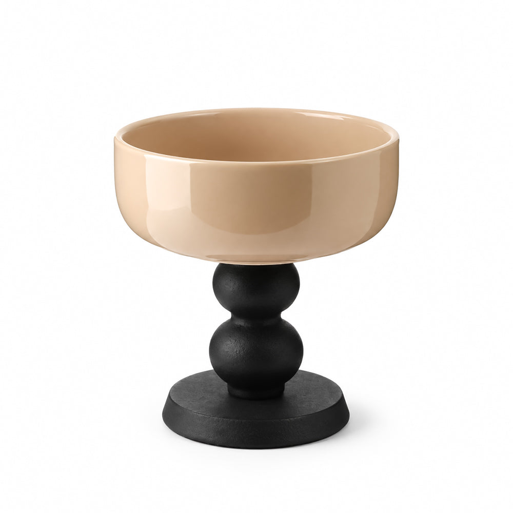 Glace Ceramic Dessert Bowl - Beige Black