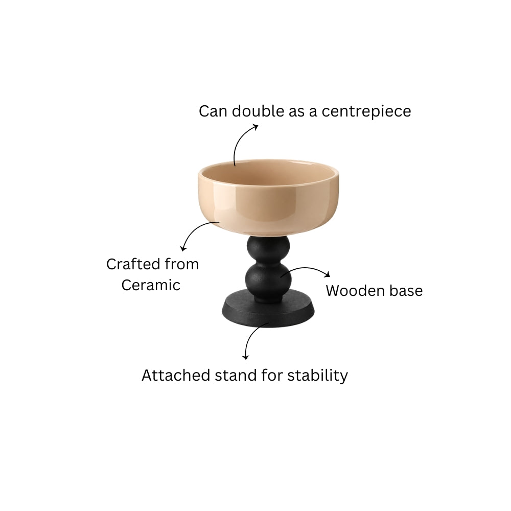 Glace Ceramic Dessert Bowl - Beige Black