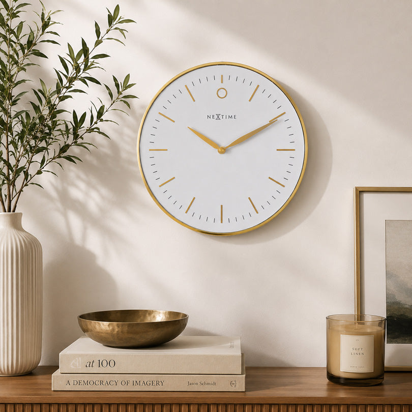 Glamour Wall Clock 30cm - Gold & White